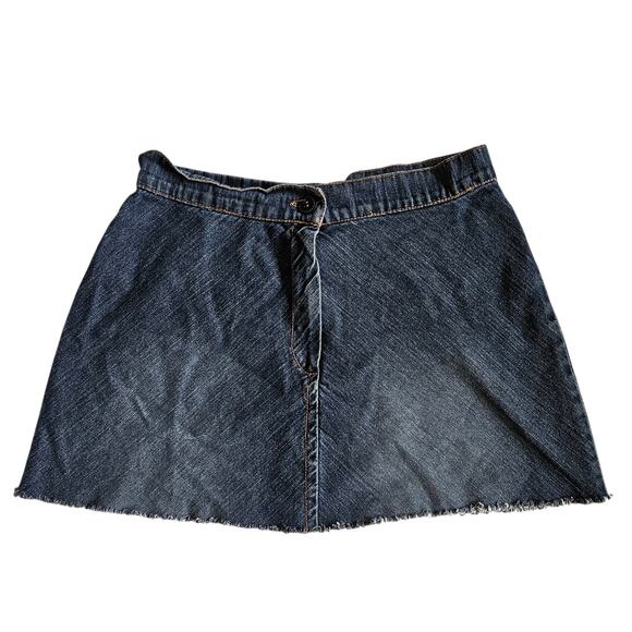 M&S Collection Dresses & Skirts - Y2k Mini Skirt Denim Raw Edge Dark Wash Vintage M&S Collection - Small